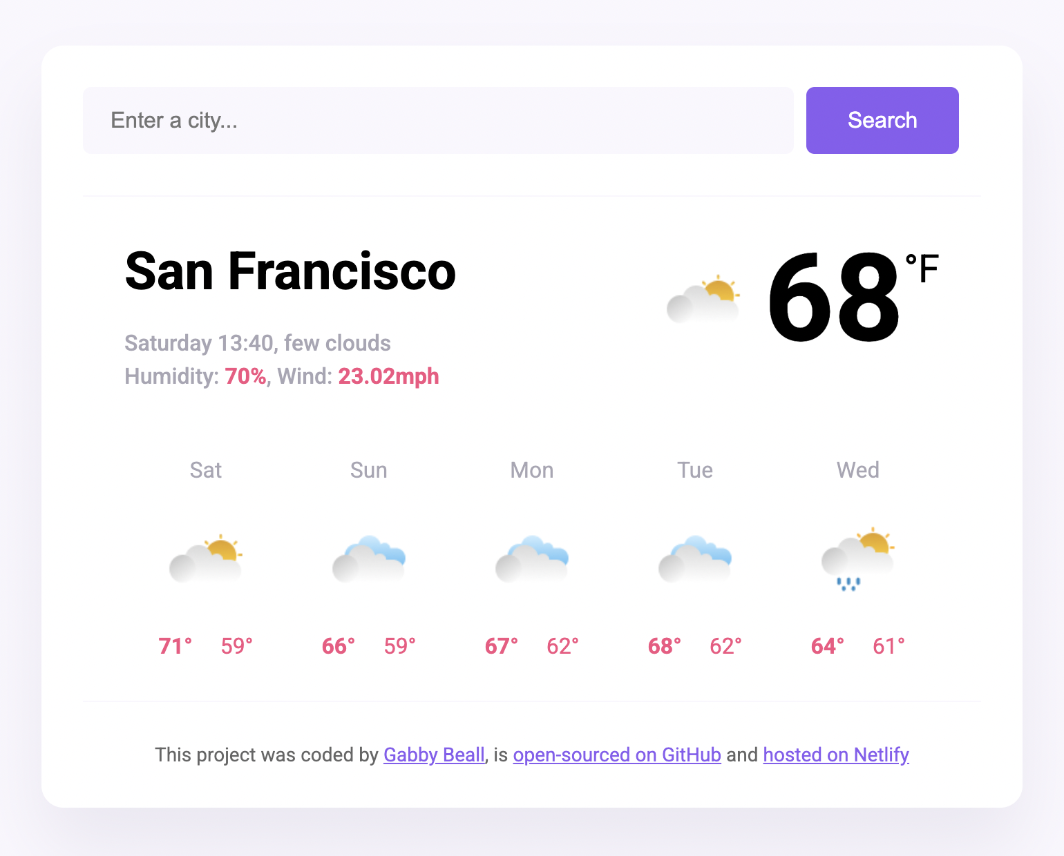 Weather app preview